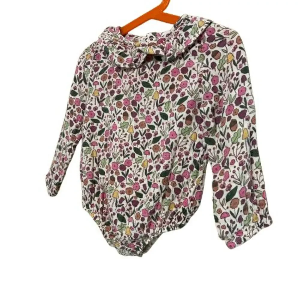 Angel Dear Bodysuit Floral Mushroom Cottagecore Organic Cotton Size 18-24 MO